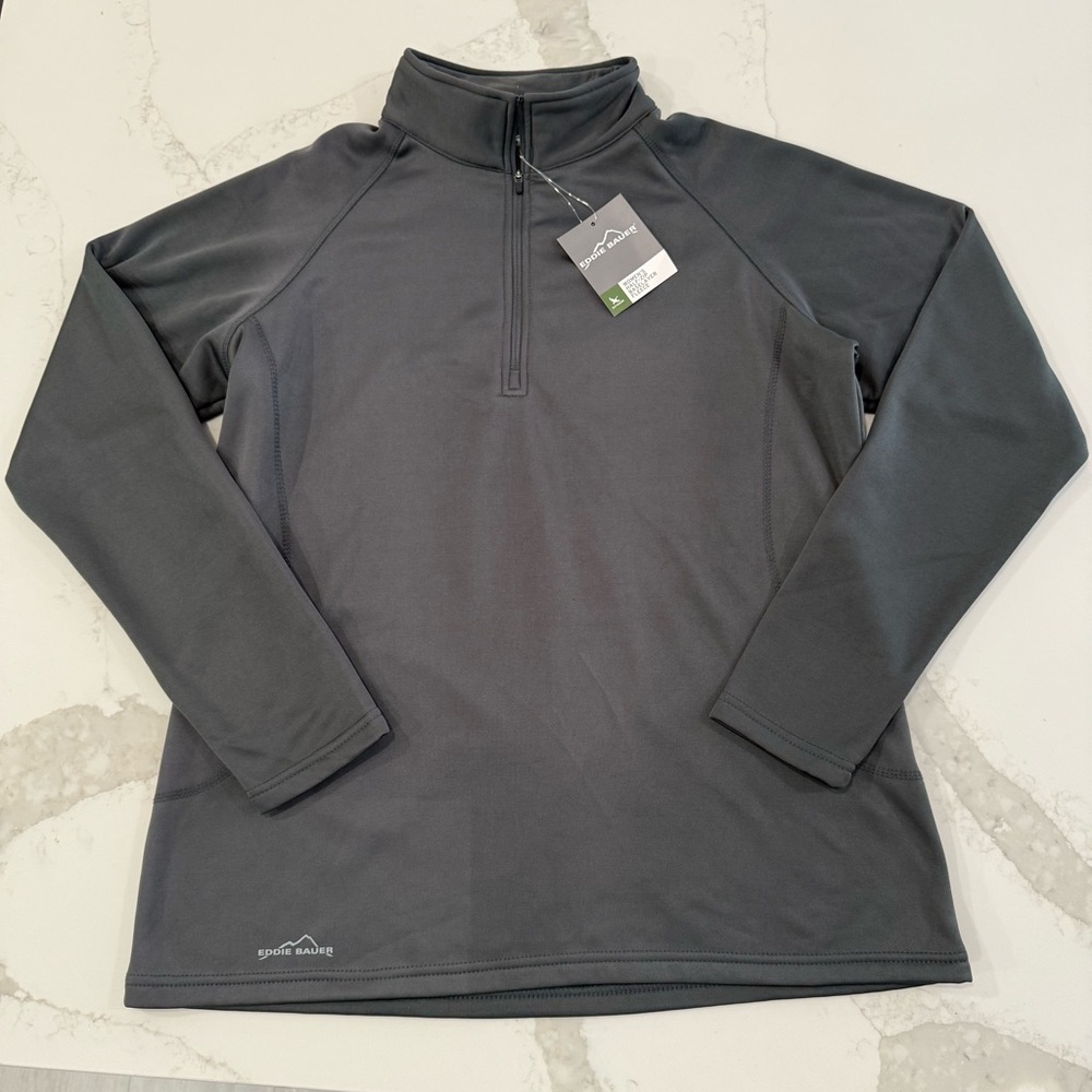 Eddie Bauer NWT Half-Zip Baselayer Fleece Pullover Top Women’s XL Gray Gorpcore